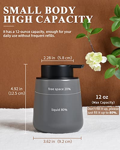 BosilunLife Ceramic Soap Dispenser - Dish Soap Dispenser for Bathroom 12Oz | Refillable Liquid Hand Wash Dispenser for Essential Oil, Lotion Soap, Modern Grey - color: Matte Grey