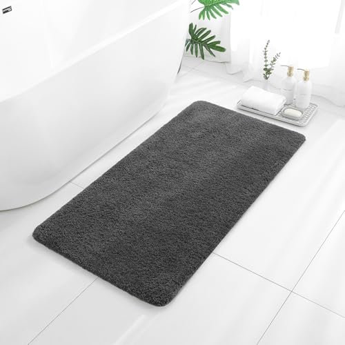 Dark Gray Bathroom Rugs 24"x48" – Long Plush Non-Slip Bath Mat, Absorbent & Washable Microfiber Runner Rug – Perfect for Tub, Sink, or Washroom - color: Dark Gray, size: 2' x 4' (Rectangular)