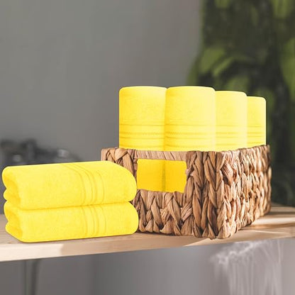 BOUTIQUO Ultra Soft Cotton Washcloths, Contains 12 Piece Face Cloths 12x12 inch, Ideal for Everyday use Face Towels, Compact & Lightweight Multi Purpose Washcloths - Lime Yellow - color: Lime Yellow, size: Washcloths - Set of 12