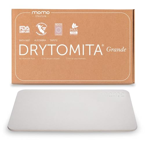 Momo Lifestyle Large Stone Bath Mat Drytomita – Quick Drying Diatomaceous Earth, Ultra Absorbent (Linen Grey, Grande 32" X 20") - size: 1'8" x 2'8" (Rectangular)