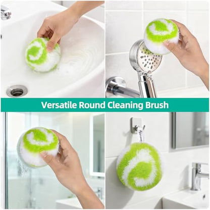 Qaestfy 4-in-1 Tub and Tile Shower Scrubber, 51'' Bathtub Cleaning Brush with Long Handle, Soft & Stiff Bristles Bathroom Scrub Brush, Non-Scratch Shower Cleaner Brush for Cleaning