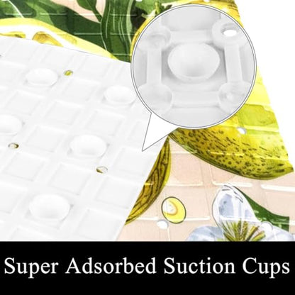 Bathtub Mats for Shower Tub, Watercolor Seamless Pattern with Lemon Anti-Slip Bath Mats for Inside Tub, Bathroom Shower Mats with Drain Holes and Suction Cups - color: Multi 07