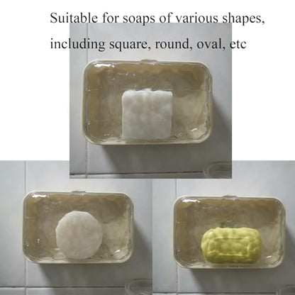 Large Waterproof Soap Dish with Lid, Self Draining Soap Holder Fit Dr Squatch Soap, Wall Mounted Bathroom Shower RV Container with Adhesive (Transparent) - color: Transparent