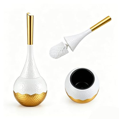 Premium Toilet Brush and Holder Set, Sturdy Non-Slip Handle with Durable Firm Bristles, ABS Rust-Resistant Holder, Compact 5.5" x 15" for Deep Bathroom Cleaning
