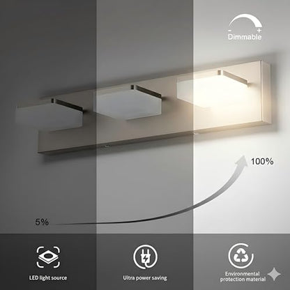 Brushed Nickel Vanity Lights for Bathroom - 3 Light Vanity Light Fixture - Dimmable LED Wall Sconces - Daylight 5500K - Elegant Bath Light Fixtures for Over Mirror - size: 3-Light,20Inch