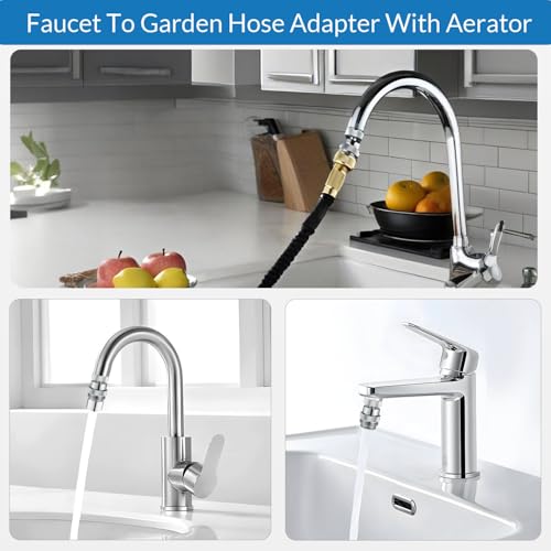 Sink Faucet to Garden Hose Adapter, Swivel Faucet Adapter Kit with Aerator, Multi-Thread Garden Hose Adapter for Kitchen & Bathroom, Chrome - style: Faucet Adapter-B
