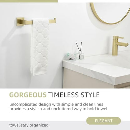 Angle Simple Hand Towel Holder Brushed Gold, Bathroom Towel Bar Wall Mount | Light Gold Tone, 10.24 Inches, Solid SUS304 Stainless Steel, Handy Open Sided Design for Laundry Kitchen Shower Vanity Sink - color: Brushed Gold