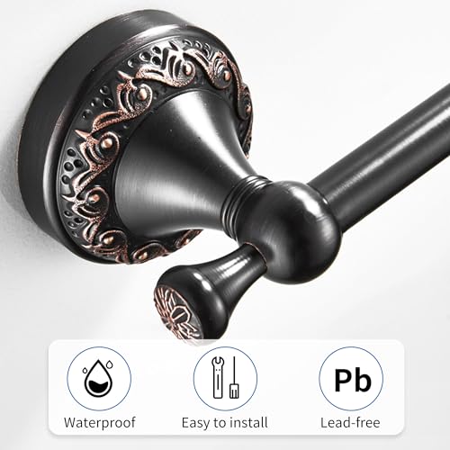 Oil Rubble Bronze Brass Bath Roll Toilet Paper Holder, Wall Mounted Black Bathroom Hardware Accessories, Pattern Carving Design - color: Roll Toilet Paper Holder