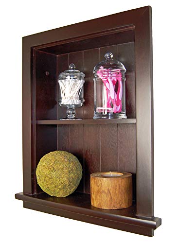 14x18 Aiden Recessed Wall Niche Medicine Cabinet Replacement, in The Wall Bathroom Cabinet Insert Shelf/Shelves, Made in North America, Real Wood, NO MDF, Beadboard, Dark Brown - color: Dark Brown, size: 14x18