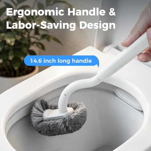 Bathroom Toilet Brush, OSCIOSS Toilet Bowl Brush with Ergonomic Design, Compact Size, Durable Bristles, Wall Mounted RV Toilet Brush for Bathroom Cleaning (White, 2pack) - color: White, size: 2 Pack