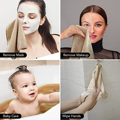Microfiber Facial Cloths Fast Drying Washcloth 12inch x 12inch (10pack, Cream) - color: Cream, size: 1 Count (Pack of 10)