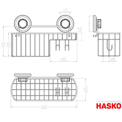 HASKO 2 Pack Shower Caddy Suction Cup with Hooks & Soap holder, Includes 2 Soap Savers, Shower Shelf, Bathroom Storage Organizer, Rustproof Shampoo Holder, Bronze - color: Bronze (2 Pack)