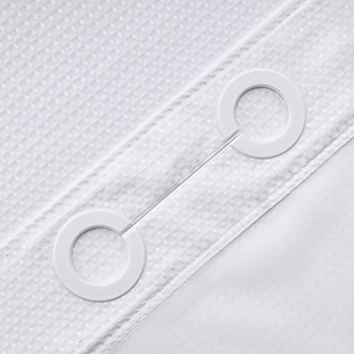 RiverDream Heavyweight Waffle No Hook Shower Curtain with Liner,White,54x80 | Dotted Waffle,Snap-in Liner,Heavy Duty,Quick Dry,Mesh Top Window,With Bottom Magnets,Hotel-Grade,Washable,Stall Long Size - color: White, size: 54"W x 80"L (Pack of 1)