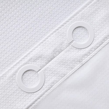RiverDream Heavyweight Waffle No Hook Shower Curtain with Liner,White,54x80 | Dotted Waffle,Snap-in Liner,Heavy Duty,Quick Dry,Mesh Top Window,With Bottom Magnets,Hotel-Grade,Washable,Stall Long Size - color: White, size: 54"W x 80"L (Pack of 1)