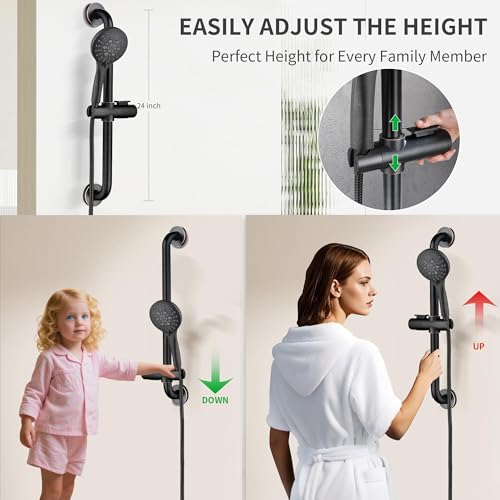 BRIGHT SHOWERS Slide Bar Shower Set with Handheld Shower Head, ADA-Compliant Stainless Steel Grab Bar, Adjustable Height and 69-Inch Hose, Oil Rubbed Bronze - color: Oil Rubbed Bronze