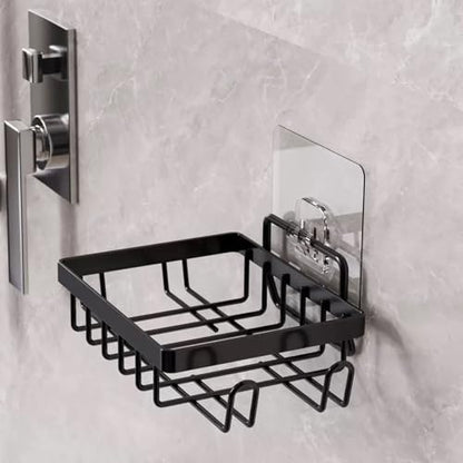 Soap Dish Holder, No Drilling Soap Bar Holder, Adhesive 304 Rustproof Stainless Steel Bar Soap Holder, Wall Mounted Soap Dish for Shower, Bathroom Kitchen Sponge Holder (1, Black 2)