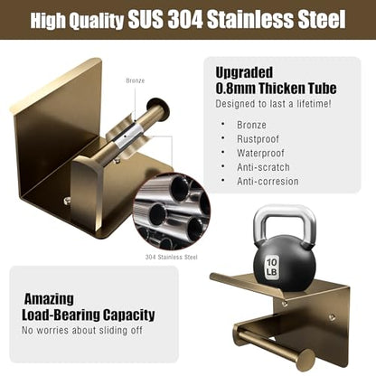 Bronze Toilet Paper Holder with Shelf, SUS304 Stainless Steel Rustproof Wall Mount Toilet Paper Roll Holder, Screw Bathroom Toilet Paper Holder for Kitchen, Washroom, RV - color: Bronze