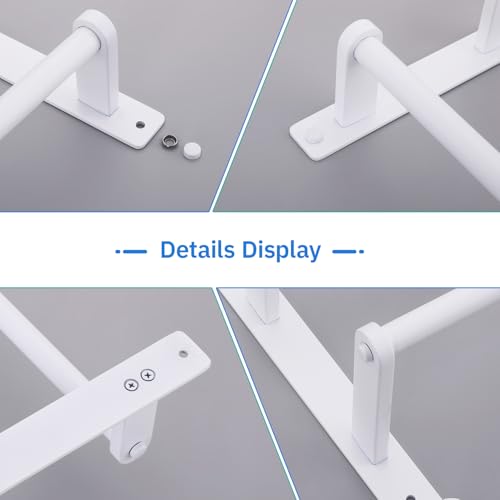 White Double Towel Bar with Hooks, 30 Inch Wall Mounted Long Towel Rack - Stainless Steel Bathroom Towel Holder - color: White, size: 30-Inch