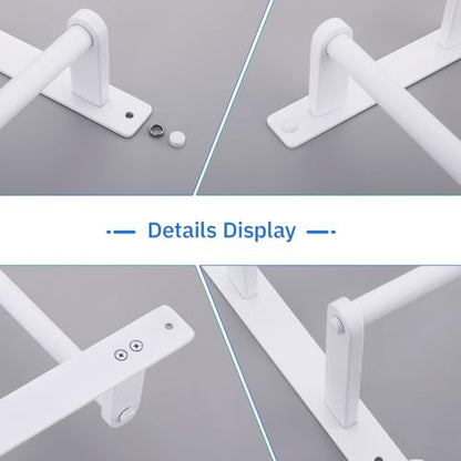 White Double Towel Rack with Hooks, 24 Inch Stainless Steel Towel Rails, Wall Mounted Bathroom Towel Holder - color: White, size: 24-Inch