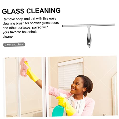 Stainless Steel Shower Squeegee Adhesive Hook 14-Inch Blade Window Cleaner for Shower Glass Doors Car Windows and Bathroom Use