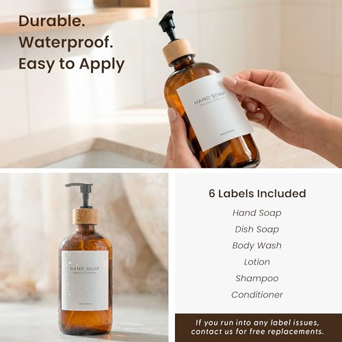 Maisonovo Dish Soap Dispenser Set - Amber Soap Dispenser Black Bamboo Pumps | Glass bottles for body wash, lotion, shampoo or conditioner · Sink, bathroom or countertop · Tray, 16.9 oz each - color: Amber Bottles Black Bamboo Pumps