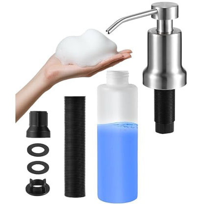 Foaming Soap Dispenser for Kitchen Sink and Bathroom Countertop: Built in Foaming Sink Soap Dispenser Pump, Stainless Steel Foam Soap Pump with 22oz Under Counter Bottle