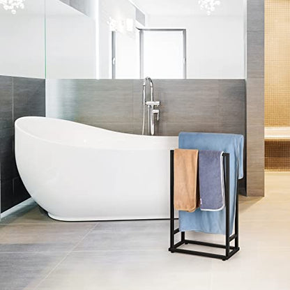 Freestanding Towel Rack 2 Tier Towel Holder Stand Small Hand Towel Drying Rack Black Towel Blanket Racks for Bathroom Laundry Room Bedroom Pool (Matte Black) - color: Black