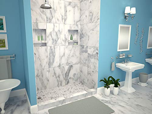 Tile Redi 3260LSPVC-15-2-4 Shower Pan with Left Drain- Single Curb Shower Base, 2" PVC Drain, and Plate Included, 60" Width x 32" Depth - size: 60" W x 32" D, style: Left Round Drain Plate 15" from Back