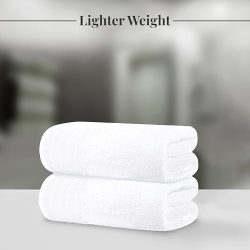 2 Piece Extra Large Bath Sheets 35 x 70 Inches, White | 100% Cotton, Larger & Lighter Weight, Quicker to Dry, Super Soft & Absorbent, Oversized Bath Towels - color: White