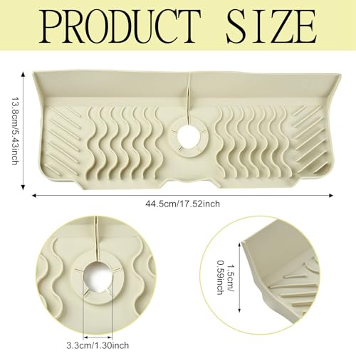 Craftdady 17.5'' Kitchen Sink Splash Guard Faucet Mat for Kitchen Sink | 5° Slope Fast Self-draining White Kitchen Sink Faucet Mat Behind Faucet fit for Countertop Bathroom Farmhouse - color: White