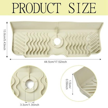 Craftdady 17.5'' Kitchen Sink Splash Guard Faucet Mat for Kitchen Sink | 5° Slope Fast Self-draining White Kitchen Sink Faucet Mat Behind Faucet fit for Countertop Bathroom Farmhouse - color: White