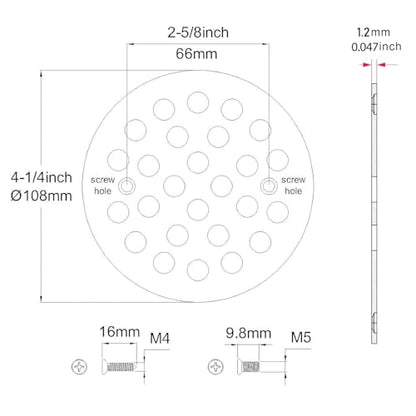 4-1/4” Round Shower Drain Cover,Screw-in Shower Drain Strainer,Easy-to-Install Replacement Cover - color: Black, size: 4-1/4 inch