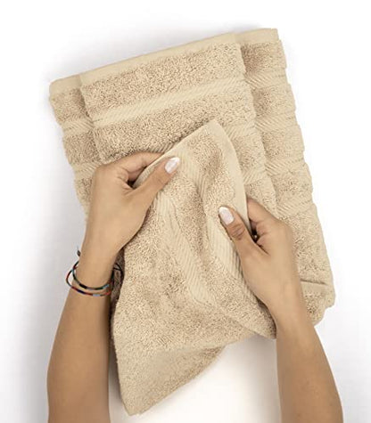 American Soft Linen 100% Cotton Luxury Turkish Towels, 4 PC Hand Towel Set | Soft Absorbent Quick Dry OEKO Tex Standard 100 Certificated Durable Machine Washable Premium Hotel Quality - color: Beige, size: 16"x28"