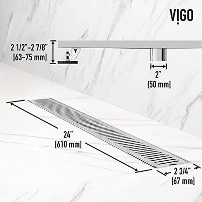 VIGO Elan 24 in. Linear Shower Drain in Chrome - VG07002CH - color: Chrome, size: 24 in.