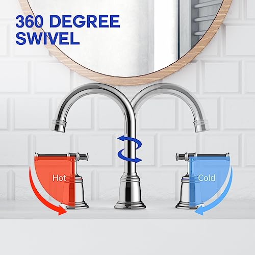 Classical 8 inch Bathroom Faucet, Bathroom faucets for Sink 3 Holes, Widespread Brushed Nickel Bathroom Faucet with Pop Up Drain and cUPC Lead-Free Hose (Chrome 1 Packs) - color: Chrome, size: 8 Inch