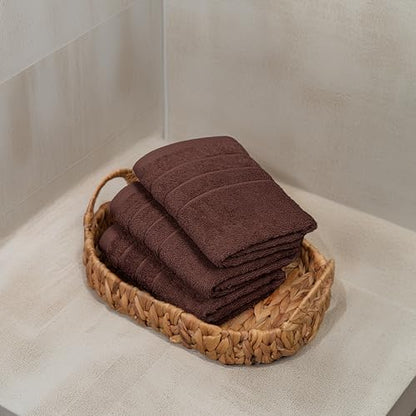 6 Piece Hand Towels Set 16 x 28 Inches, Brown | 100% Cotton, Lighter Weight, Quick to Dry, 16 x 28 Inches, Super Soft & Absorbent, Perfect for Bathroom & Kitchen - color: Brown