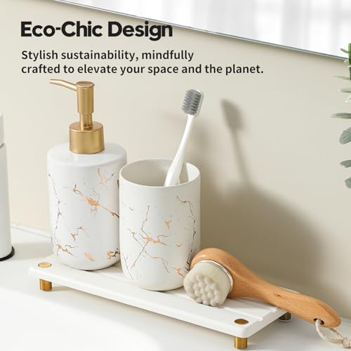 Instant Dry Sink Caddy Kitchen Sink Organizer, Quick Drying Diatomaceous Earth Stone Sink Tray Sponge Holder Soap Dish, Bathroom Countertop Vanity Dispenser Toothbrush, Gold White, 10" x 4" - color: 1. Gold - White, size: 10" x 4" x 1"