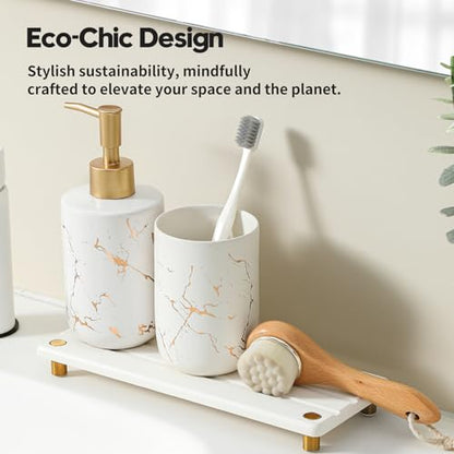 Instant Dry Sink Caddy Kitchen Sink Organizer, Quick Drying Diatomaceous Earth Stone Sink Tray Sponge Holder Soap Dish, Bathroom Countertop Vanity Dispenser Toothbrush, Gold White, 10" x 4" - color: 1. Gold - White, size: 10" x 4" x 1"