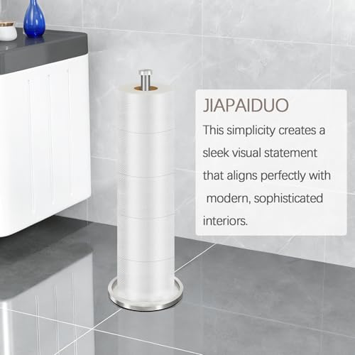 Toilet Paper Holder Stand with Reserve Function, Brushed Nickel Toilet Roll Holder Free Standing, Toilets Paper Storage Stand for 5 Rolls of Toilets Papers，Modern Design - color: Brush Nickel