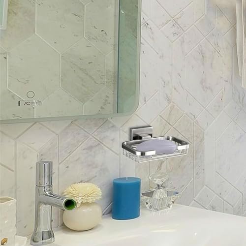 SEIDO Soap Dish for Shower Wall, 304 Stainless Steel Bar Soap Holder for Bathroom & Kitchen, Brushed Nickel Soap Saver Tray for Shower, 4.8" L x 3.2" W Internal - color: Brushed Nickel