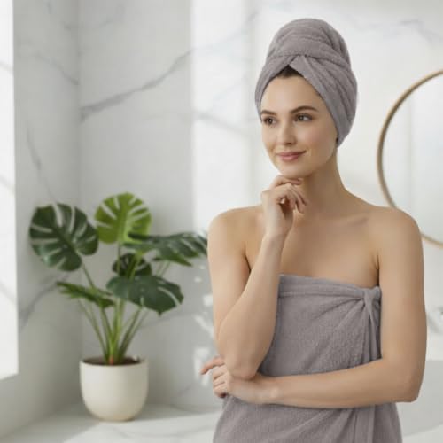 8 Piece Bath Towels for Bathroom - 100% Cotton, Soft Absorbent Bathroom Towels Set - 2 Extra Large Bath Towels, 2 Hand Towels & 4 Washcloths - Hotel Spa Thick Plush Towel, Silver Gray - color: Silver Gray (Pack of 8)