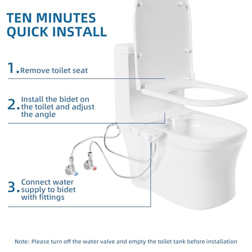 Bidet Attachment for Toilet, Adjustable Warm and Cold Water & Pressure, Self-Cleaning Dual Nozzles, Easy Install (White) - color: White, Cold & Warm