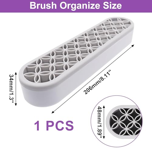 1Pcs Silicone Makeup Brush Holder Stand Light Grey Make Up Brush Organizers Makeup Brushes Holder Organizer for Painting Pen Brushes Nail Clippers Drill Pens Ruler Sewing Craft Tools - color: Light Grey