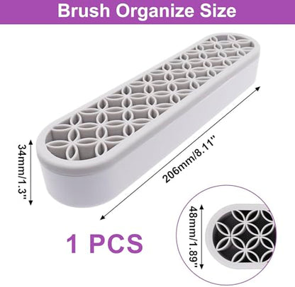 1Pcs Silicone Makeup Brush Holder Stand Light Grey Make Up Brush Organizers Makeup Brushes Holder Organizer for Painting Pen Brushes Nail Clippers Drill Pens Ruler Sewing Craft Tools - color: Light Grey