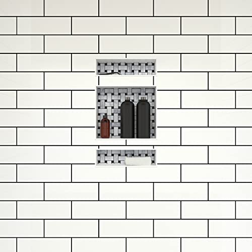 Tile Redi USA RNT1620DU-6 Niche Triple Recessed Shower Shelf, Three Shelves, 26" H X 16" W, Black - size: 26" H X 16" W, style: 3 Shelves