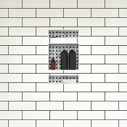 Tile Redi USA RNT1620DU-6 Niche Triple Recessed Shower Shelf, Three Shelves, 26" H X 16" W, Black - size: 26" H X 16" W, style: 3 Shelves