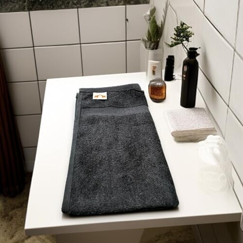 Mango Gifts 100% Cotton Hand Towels Set of 2, 16 x 28 Inch, Soft Combed Cotton, Highly Absorbent, Quick Dry, Sustainable Towels for Bathroom, Hotel, Spa, Dorm, Black - color: Black