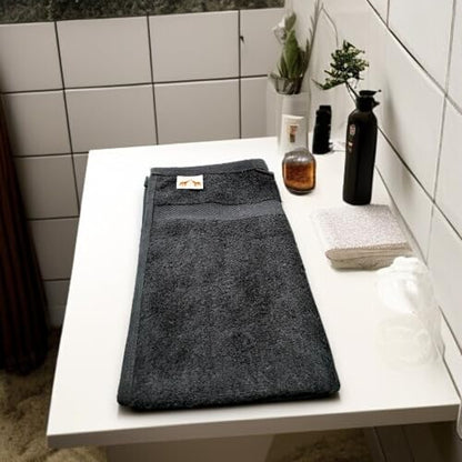 Mango Gifts 100% Cotton Hand Towels Set of 2, 16 x 28 Inch, Soft Combed Cotton, Highly Absorbent, Quick Dry, Sustainable Towels for Bathroom, Hotel, Spa, Dorm, Black - color: Black