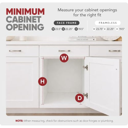 Rev-A-Shelf Pullout Organizer for Cabinets, Min Opening Width of 24" | Two-Tier Steel Shelf for Kitchen or Vanity Cabinet Organization, Heavy Gauge Wire Slide Out Storage Basket, 5WB2-2422-CR-1 - size: 24" W x 22"D, style: Two Tier