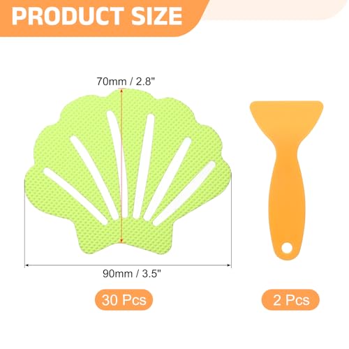 uxcell 30pcs Non-Slip Bathtub Stickers, Anti-Slip Shower Stickers Showers Treads Shell Shaped Appliques with 2 Pcs Scraper for Bath Tub Shower Stairs, Green - color: Green